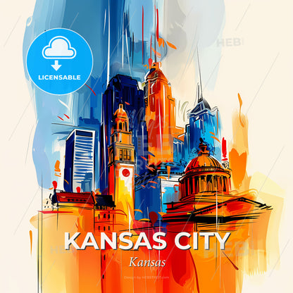 Vibrant Kansas City, Kansas - A Painting Of A City - Square format print template