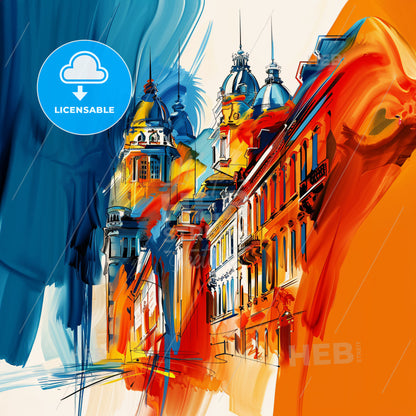 Vibrant Kansas City, Missouri - A Colorful Painting Of Buildings