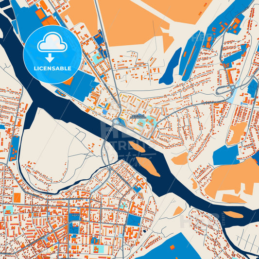 Colorful Kansk Street Map with Labels and Buildings