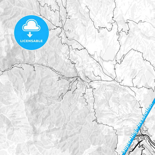 Kapan, Armenia light map with streetnames, citynames and districts
