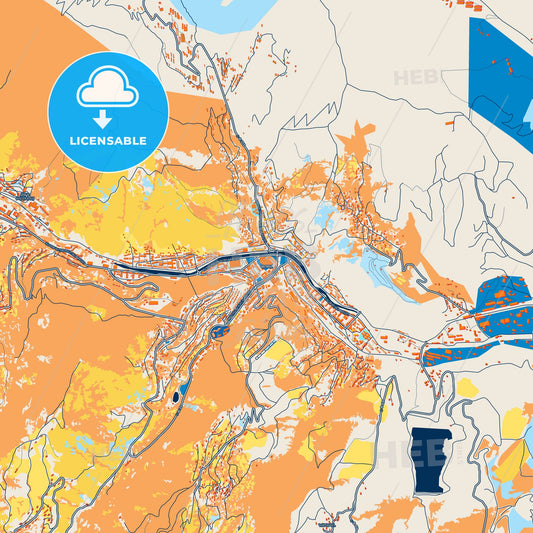 Colorful Kapan Street Map with Labels and Buildings