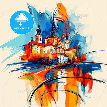 Vibrant Kapfenberg, Austria - A Painting Of A Building