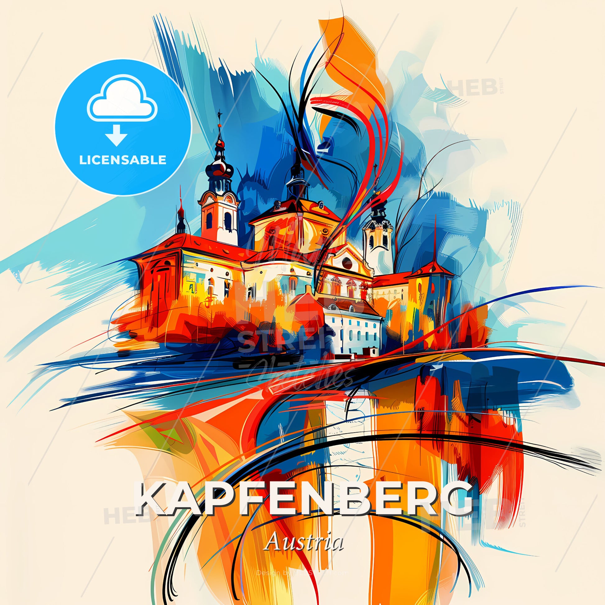 Vibrant Kapfenberg, Austria - A Painting Of A Building - Square format print template