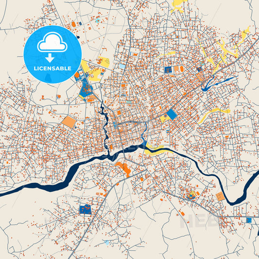 Colorful Kara Street Map with Labels and Buildings