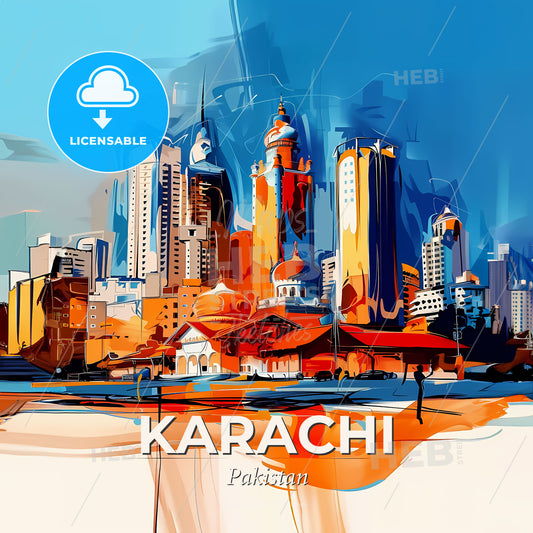 Vibrant Karachi, Pakistan - A Painting Of A City - Square format print template