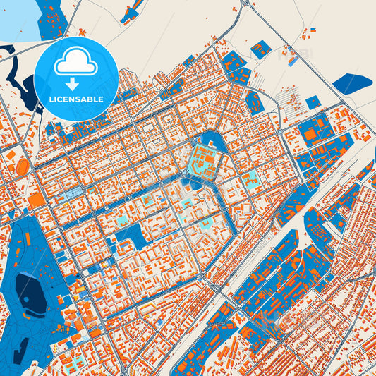 Colorful Karagandy Street Map with Labels and Buildings