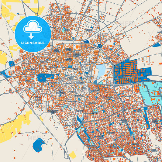 Colorful Karaman Street Map with Labels and Buildings