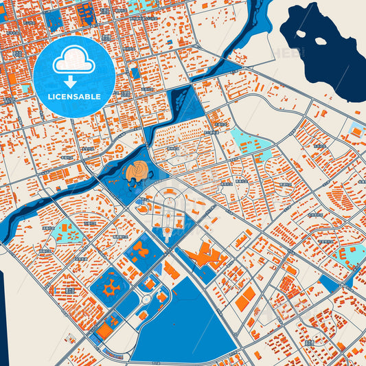 Colorful Karamay Street Map with Labels and Buildings