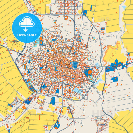 Colorful Karditsa Street Map with Labels and Buildings