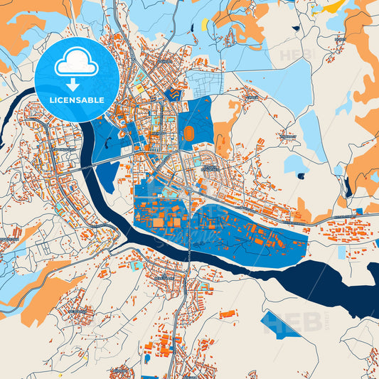 Colorful Kardzhali Street Map with Labels and Buildings