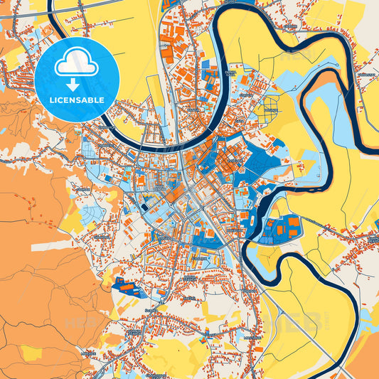 Colorful Karlovac Street Map with Labels and Buildings