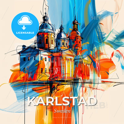 Vibrant Karlstad, Sweden - A Painting Of A Building - Square format print template