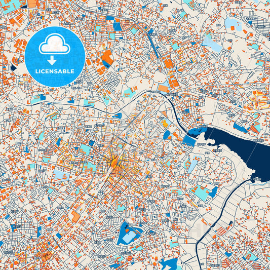 Colorful Kashiwa Street Map with Labels and Buildings