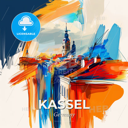 Vibrant Kassel, Germany - A Painting Of A City - Square format print template