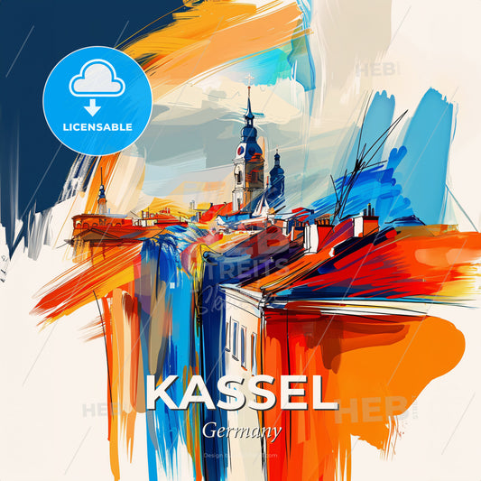 Vibrant Kassel, Germany - A Painting Of A City - Square format print template