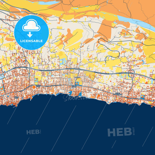 Colorful Kaštela Street Map with Labels and Buildings