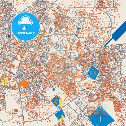 Colorful Katsina Street Map with Labels and Buildings