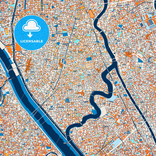 Colorful Katsushika Street Map with Labels and Buildings