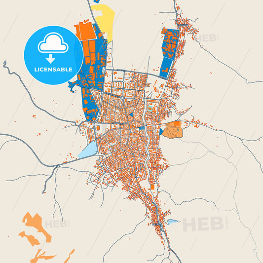 Colorful Kavadarci Street Map with Labels and Buildings