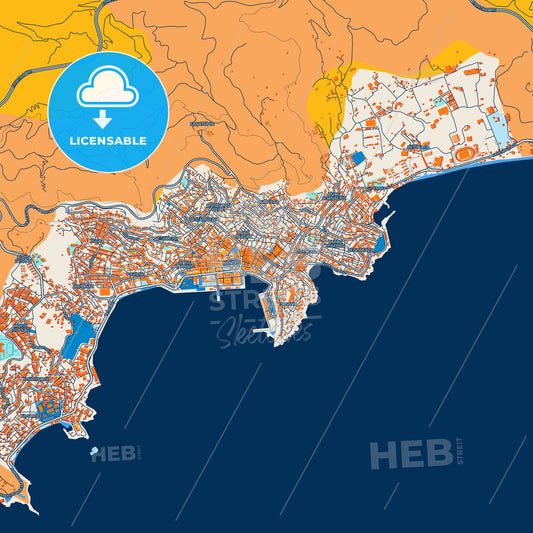 Colorful Kavala Street Map with Labels and Buildings