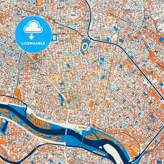 Colorful Kawaguchi Street Map with Labels and Buildings