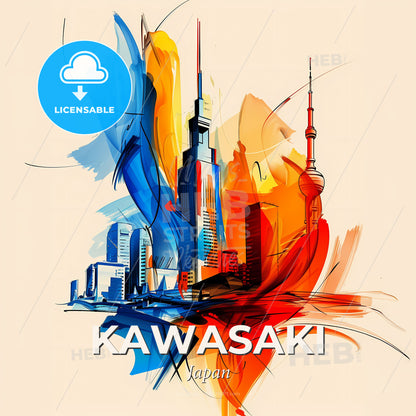 Vibrant Kawasaki, Japan - A Colorful Cityscape With Tall Buildings - Square format print template