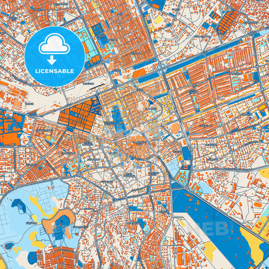 Colorful Kayseri Street Map with Labels and Buildings
