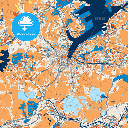 Colorful Keelung Street Map with Labels and Buildings