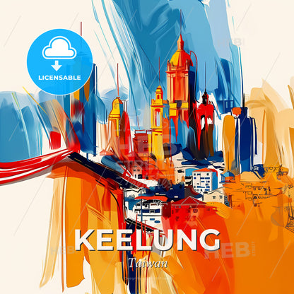 Vibrant Keelung, Taiwan - A Painting Of A City - Square format print template