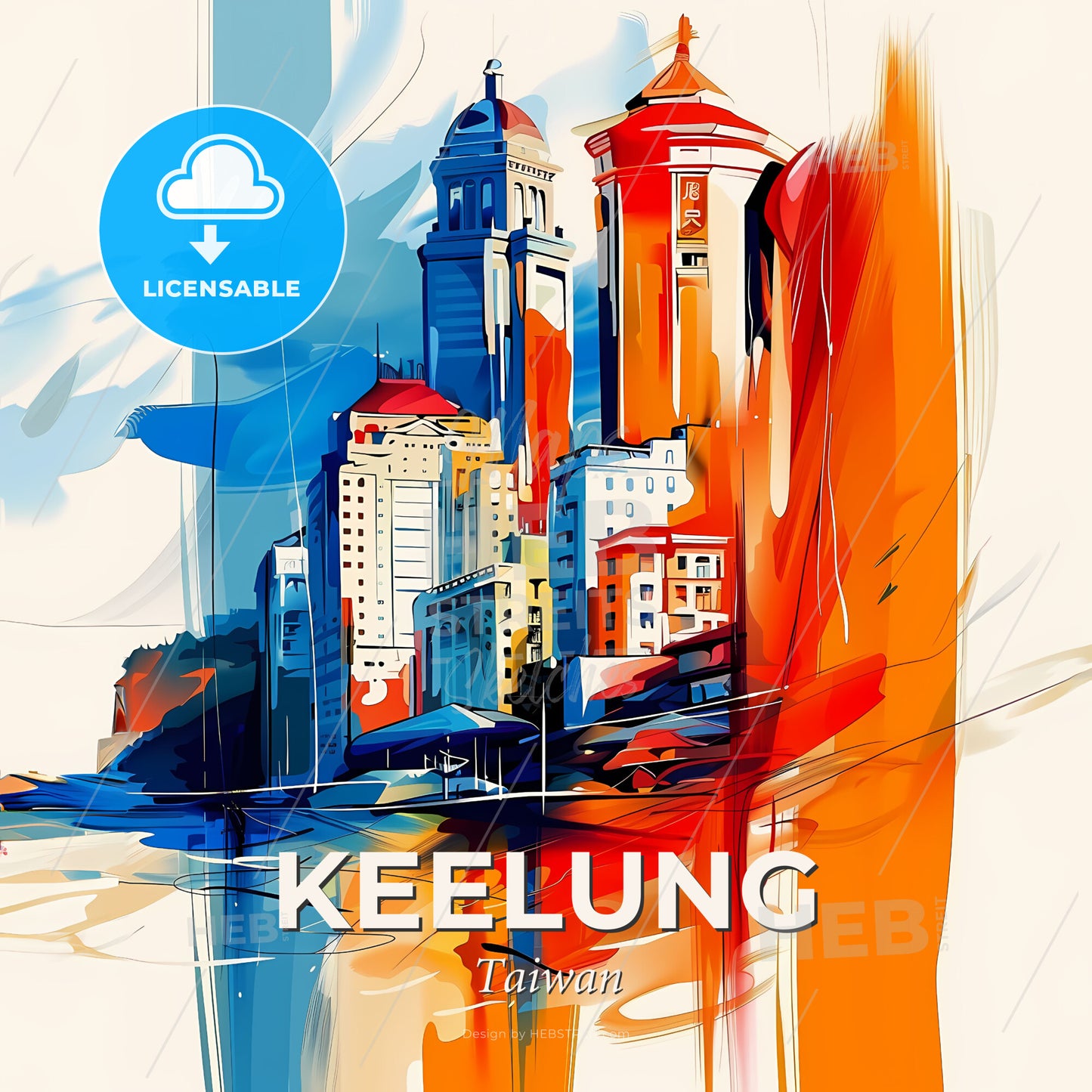 Vibrant Keelung, Taiwan - A Painting Of A City - Square format print template
