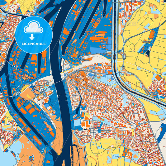 Colorful Kehl Street Map with Labels and Buildings