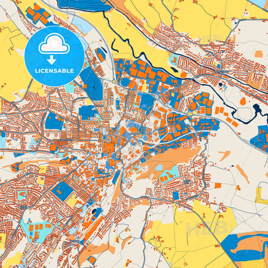 Colorful Keighley Street Map with Labels and Buildings