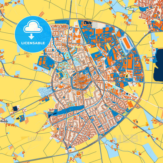 Colorful Kempen Street Map with Labels and Buildings