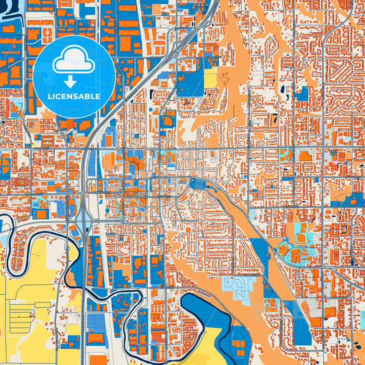 Colorful Kent Street Map with Labels and Buildings