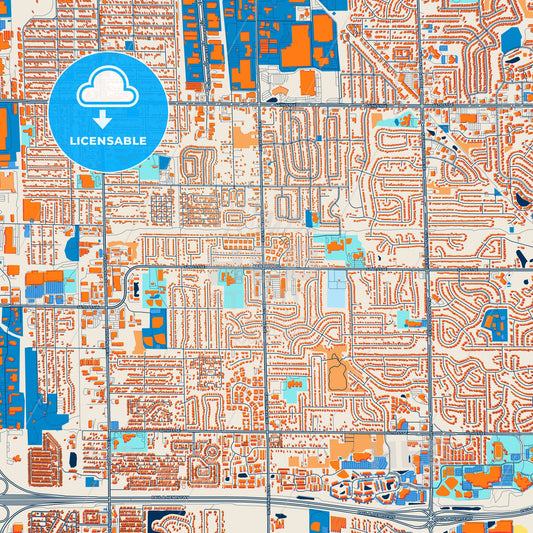 Colorful Kentwood Street Map with Labels and Buildings