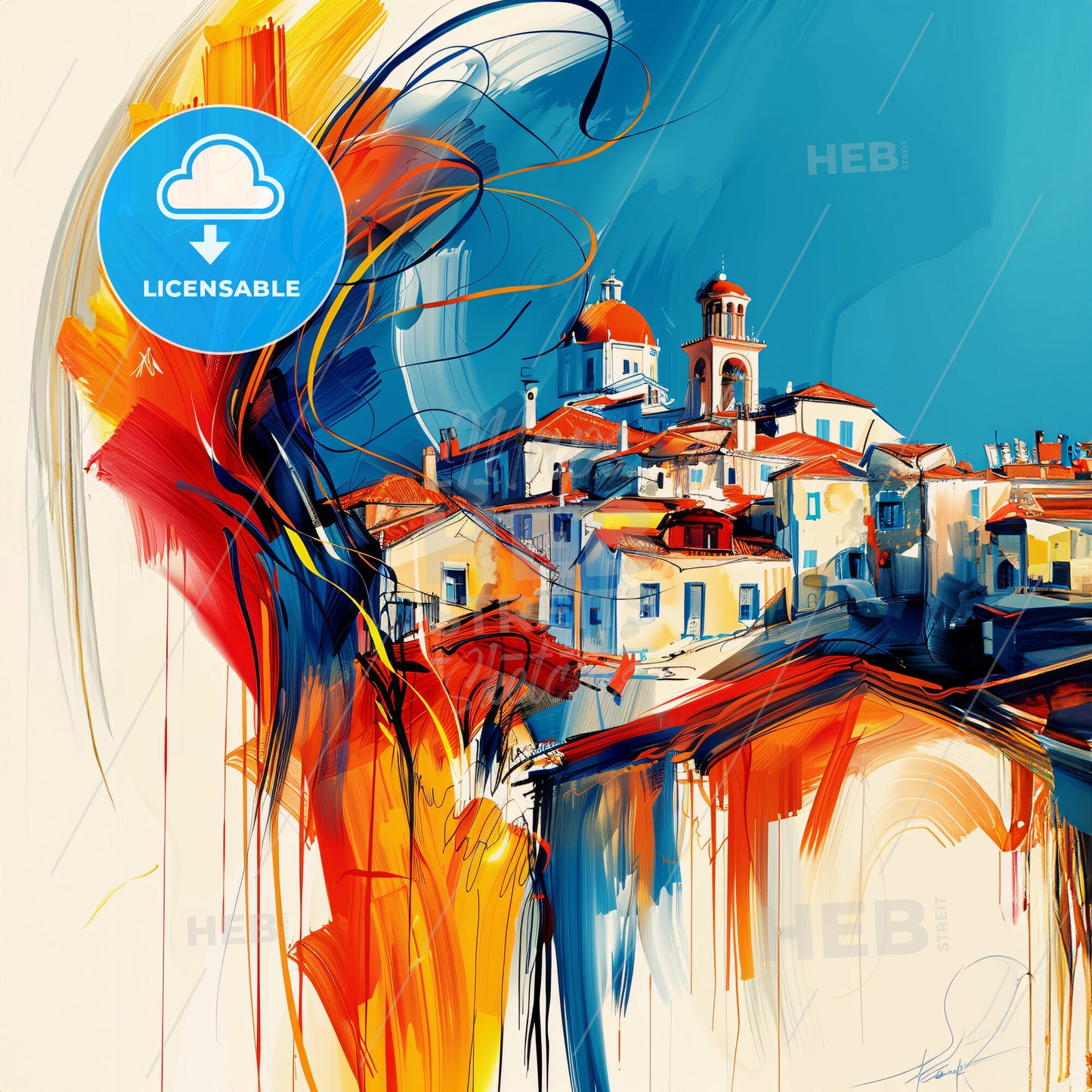 Vibrant Keratsini, Greece - A Painting Of A City