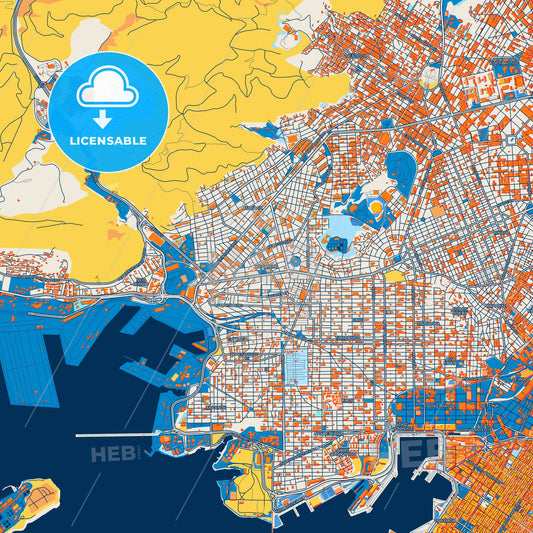 Colorful Keratsini Street Map with Labels and Buildings