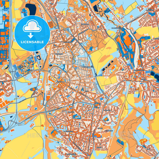 Colorful Kerkrade Street Map with Labels and Buildings