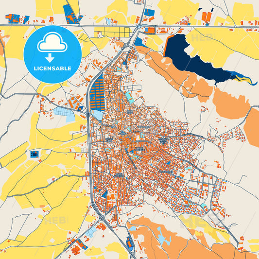 Colorful Keşan Street Map with Labels and Buildings