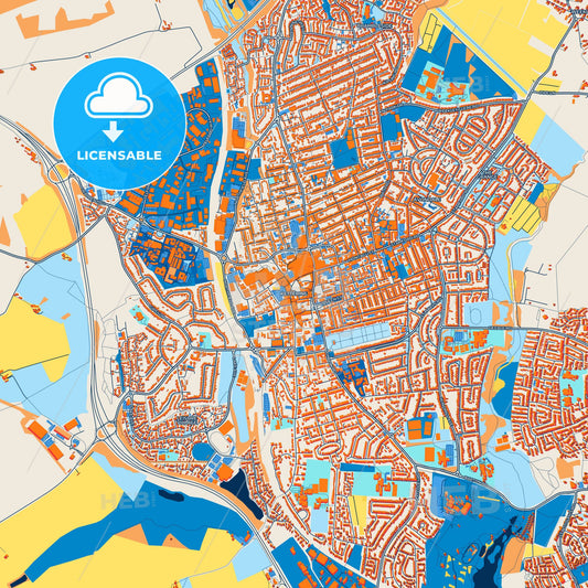 Colorful Kettering Street Map with Labels and Buildings