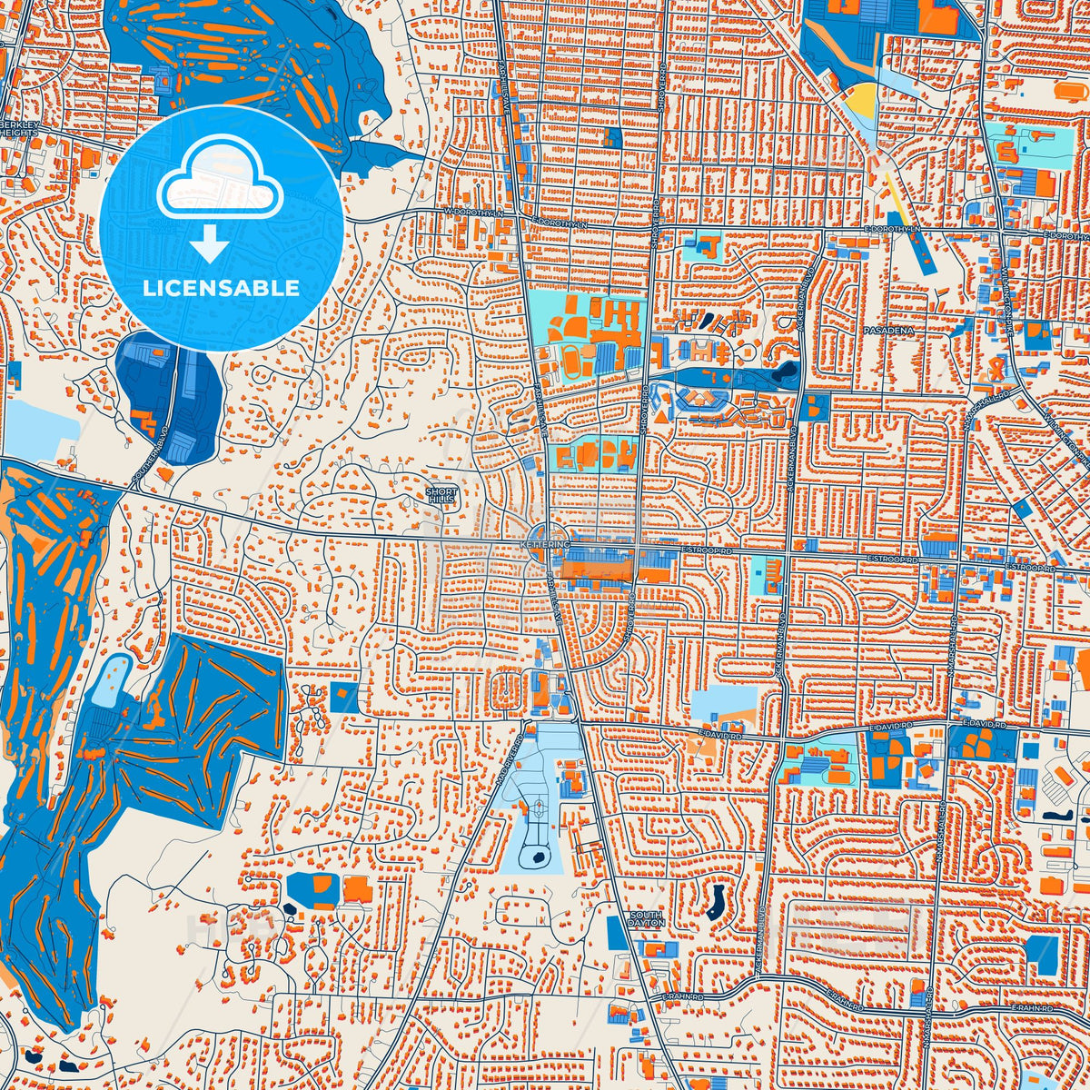 Colorful Kettering Street Map with Labels and Buildings