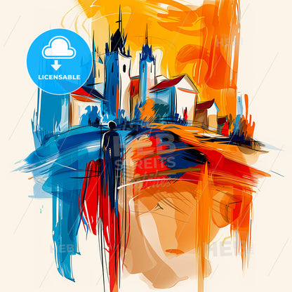 Vibrant Kfar Saba, Israel - A Painting Of A Castle