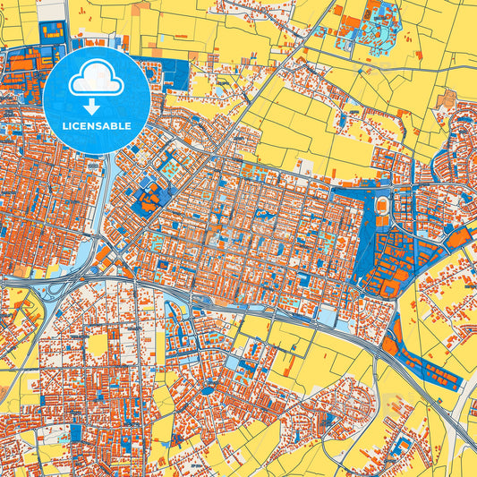 Colorful Kfar Saba Street Map with Labels and Buildings