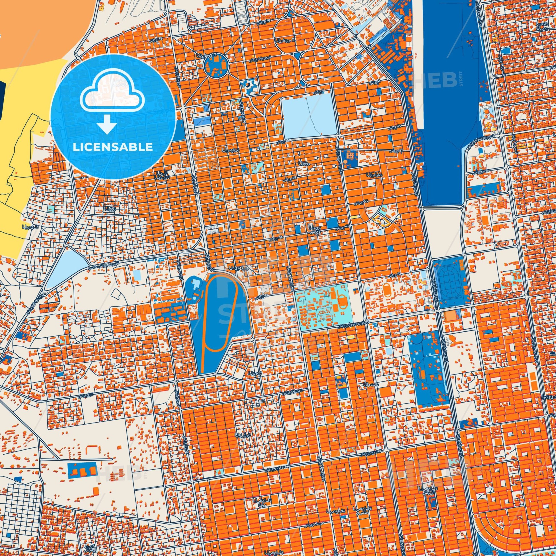 Colorful Khartoum Street Map with Labels and Buildings