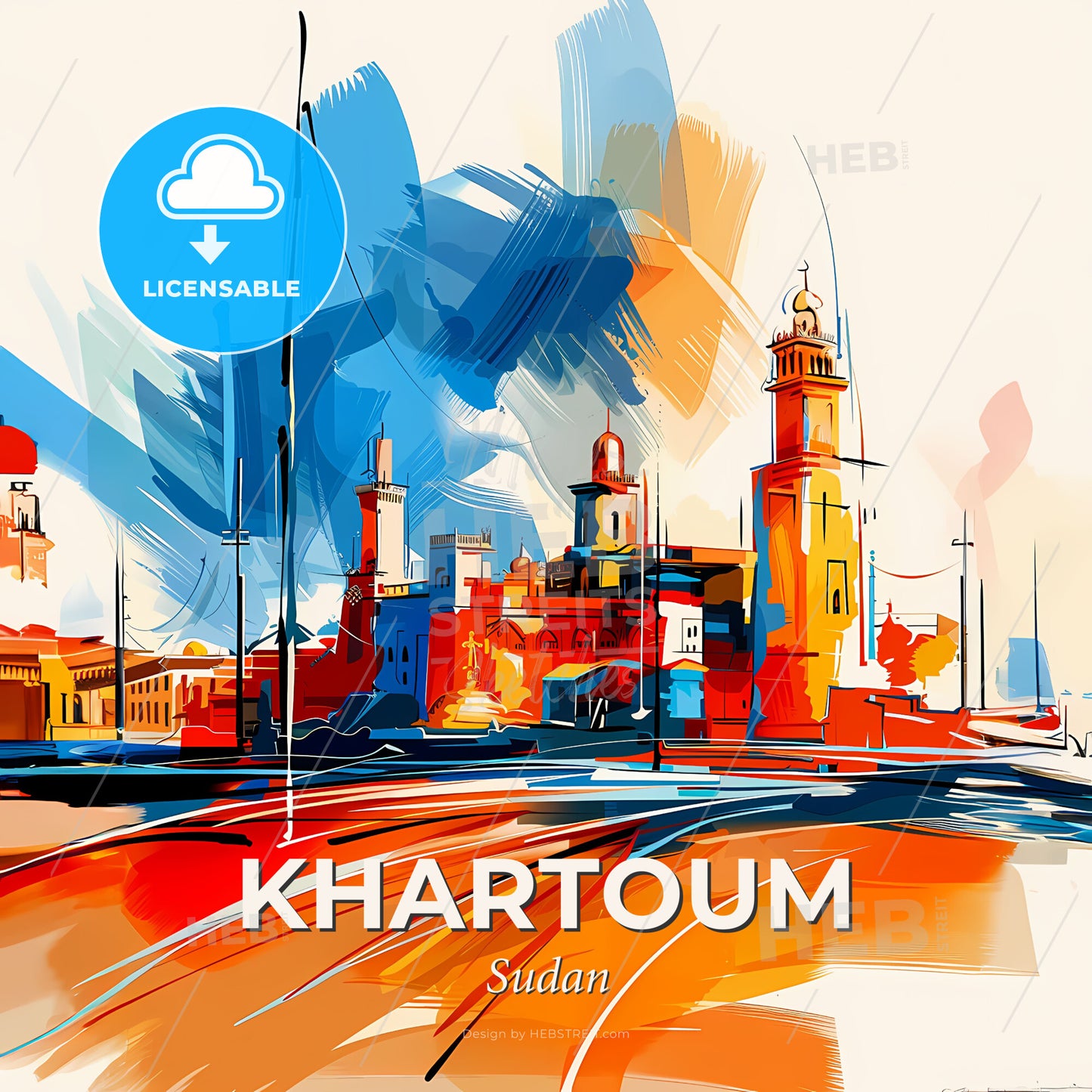 Vibrant Khartoum, Sudan - A Painting Of A City - Square format print template