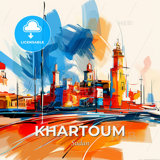 Vibrant Khartoum, Sudan - A Painting Of A City - Square format print template
