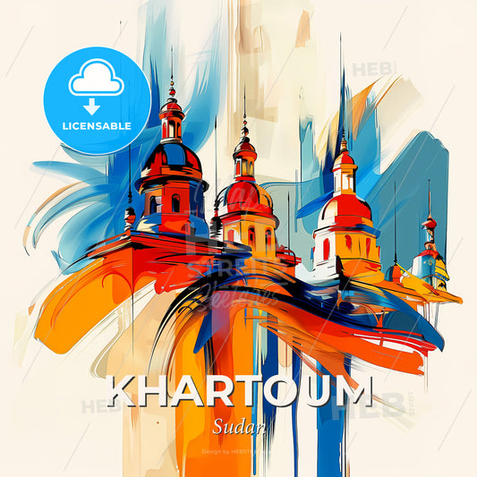 Vibrant Khartoum, Sudan - A Colorful Painting Of A Building - Square format print template