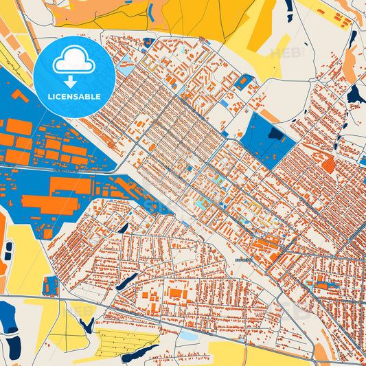 Colorful Khartsyzk Street Map with Labels and Buildings