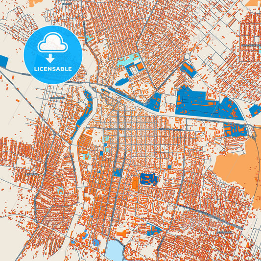 Colorful Khasavyurt Street Map with Labels and Buildings