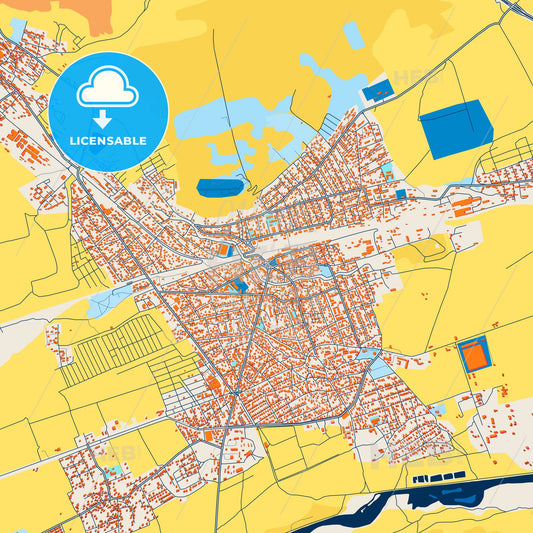 Colorful Khashuri Street Map with Labels and Buildings